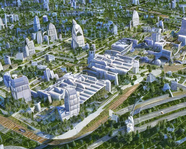 Image similar to turkey! - hungary! khaganate in 2 0 3 3 year, with futuristic! buildings, the buildings are light - grey!, with trees! around buildings, highly detailed digital art