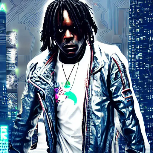 Image similar to chief keef in cyberpunk style digital art very detailed 4 k detailed super realistic