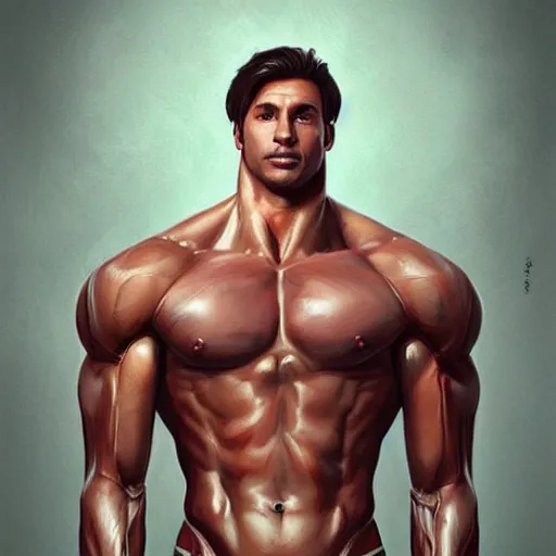 Prompt: a handsomely muscular man [ attaining lengthy brown hair ], portrait!!, digital art!!, 3 d modeling, posing!!, illustration, digital illustration, trending on cgsociety, [ conceptual art ]!!, [ rigidly defined abs ]!!, painted by greg rutkowski, artgerm, and max hay