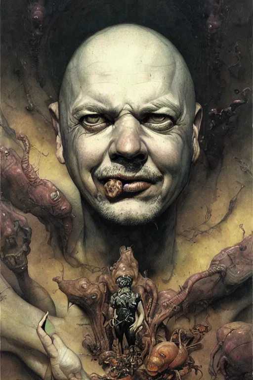 Image similar to portrait of a dumpsterin the style of wayne barlowe, gustav moreau, goward, bussiere, roberto ferri, santiago caruso, luis ricardo falero, austin osman spare