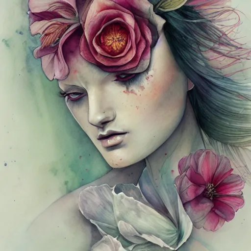 Image similar to watercolor flower by anna dittmann, by marco mazzoni