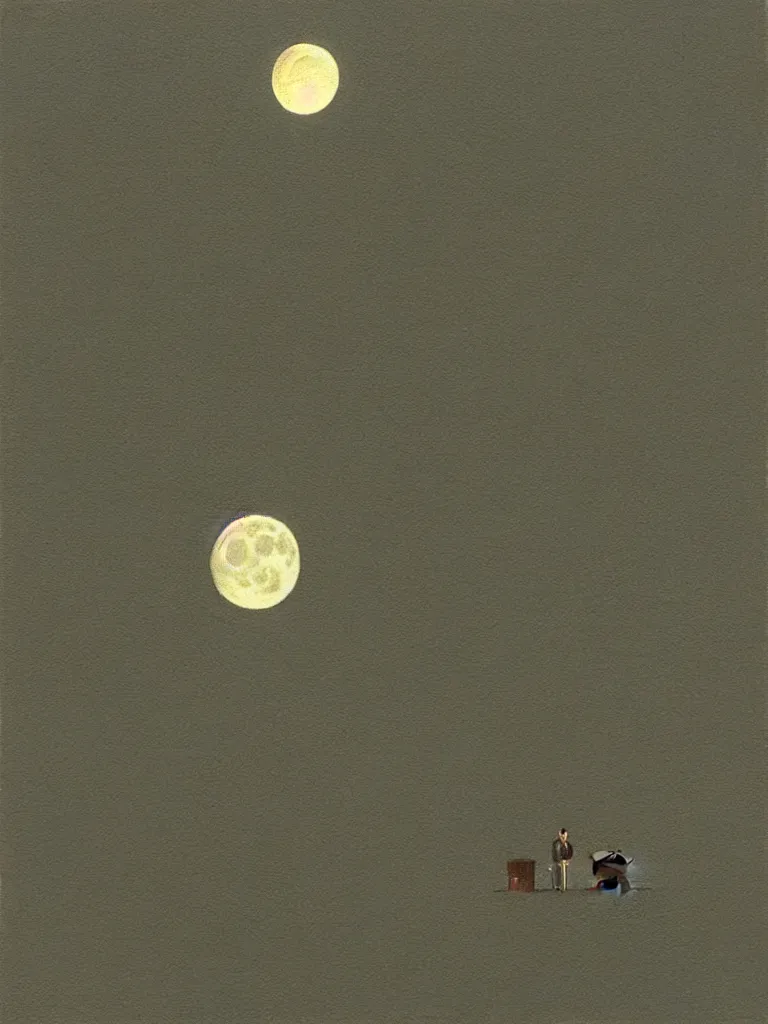 Image similar to artwork by quint buchholz, music, moon, night, quiet.