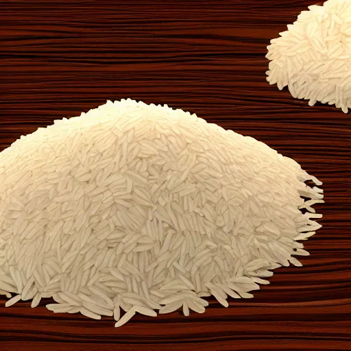 Prompt: Piles of rice scattered engine, real engine render