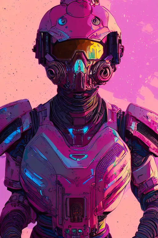 Image similar to portrait of a girl with a biomechanic armor in a colors explosion by Laurie Greasley and Greg Rutkowski , digital painting, highly detailed, trending on artstation