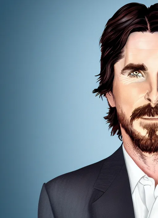 Image similar to Portrait of Christian Bale in the style of cartoon Tom and Jerry. 8k Resolution