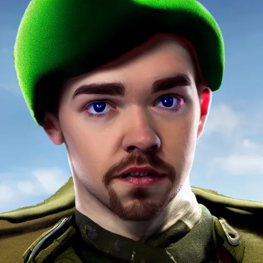 Prompt: jacksepticeye as a irish soldier, highly detailed, cinematic lighting photorealistic
