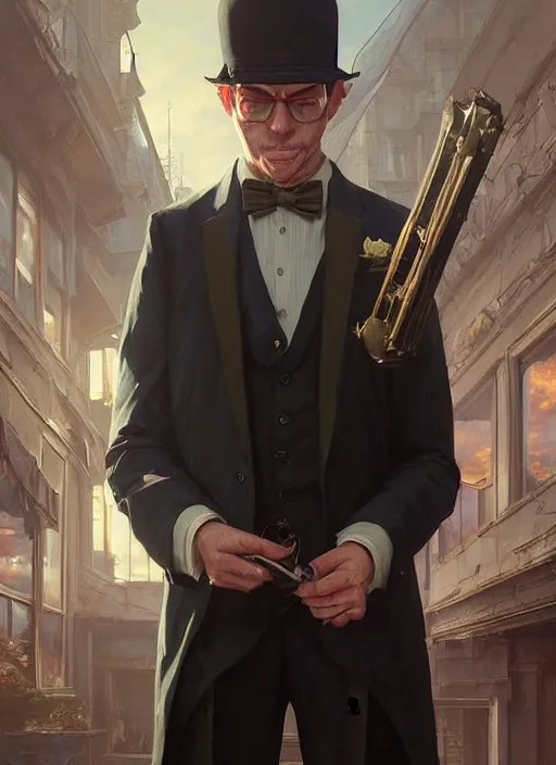 Prompt: highly detailed portrait of a heroic butler in gta v, stephen bliss, unreal engine, fantasy art by greg rutkowski, loish, rhads, ferdinand knab, makoto shinkai and lois van baarle, artgerm, pixar, ilya kuvshinov, rossdraws, tom bagshaw, global illumination, radiant light, detailed and intricate environment