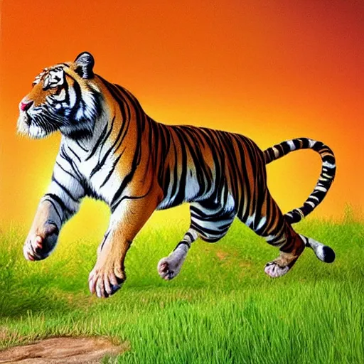 Image similar to “tiger running, photorealism, hyper realism, 4k, 8k”