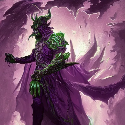 Image similar to portrait of hulking herculean ainz ooal gown undead lich, from overlord, warlock purple robes, magical electricity, upper body, fantasy, intricate, elegant, highly detailed, digital painting, artstation, concept art, sharp focus, illustration, art by artgerm and greg rutkowski and alphonse mucha