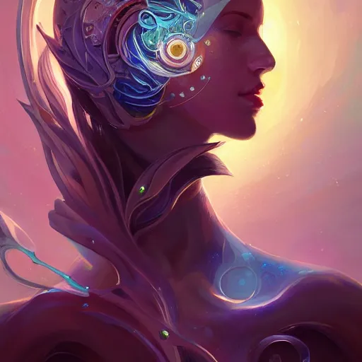 Image similar to portrait of a beautiful cybernetic emanation, side profile, by pete mohrbacher and artgerm and wlop, digital art, highly detailed, intricate, fantasy, mystical, Trending on Artstation HQ, deviantart, unreal engine, 4K UHD image