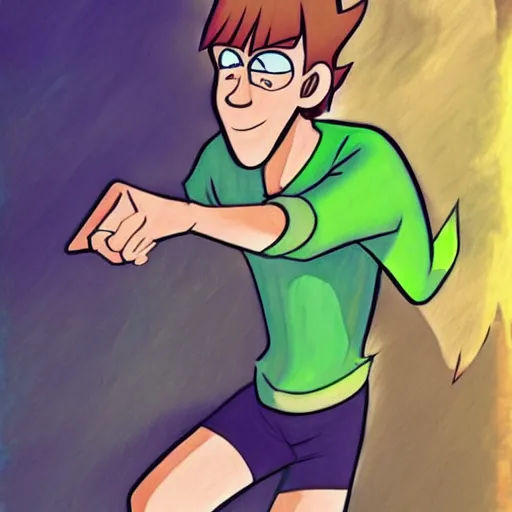 Prompt: shaggy rogers powering up, concept art by hanna - barbera, behance, dau - al - set, groovy, anime, epic