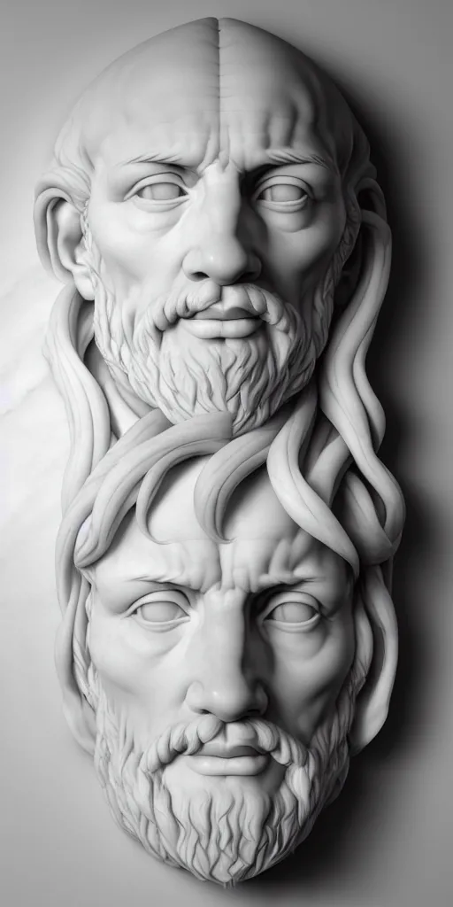 Image similar to twenty three year old michelangelo carving a block of white marble, photorealistic, hyperdetailed, studio lighting, octane render, caustics