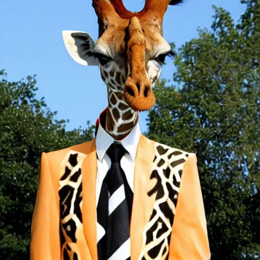 Prompt: giraffe dressed as elvis presley,