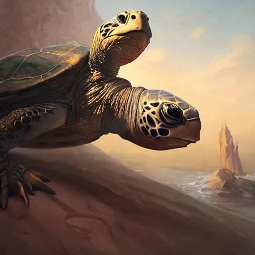 Prompt: turtle profile picture geog darrow greg rutkowski