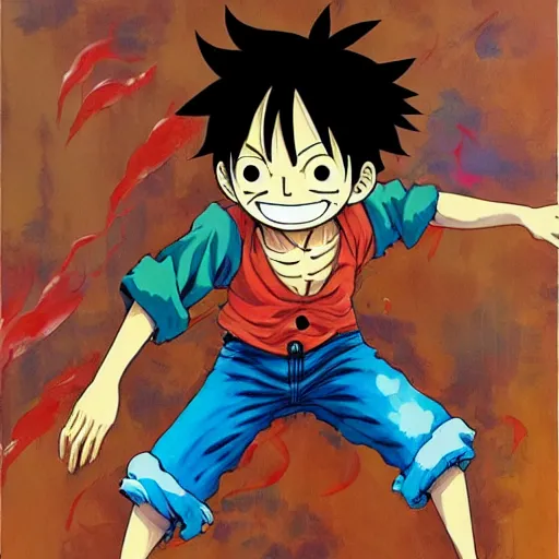 Image similar to luffy in the style of studio ghibli, an ultrafine detailed painting by james jean, behance contest winner, vanitas, angular, altermodern