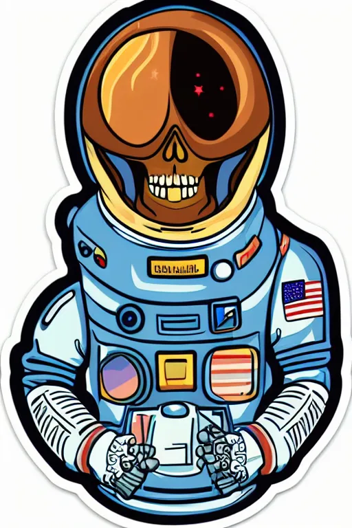 Image similar to A portrait of a skeleton as an astronaut in space, sticker, colorful, illustration, highly detailed, smooth and clean vector curves, no jagged lines, vector art, smooth