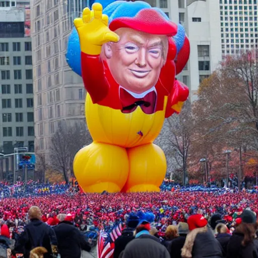 Image similar to big Donald Trump balloon at Macy's Thanksgiving Day parade, 4k