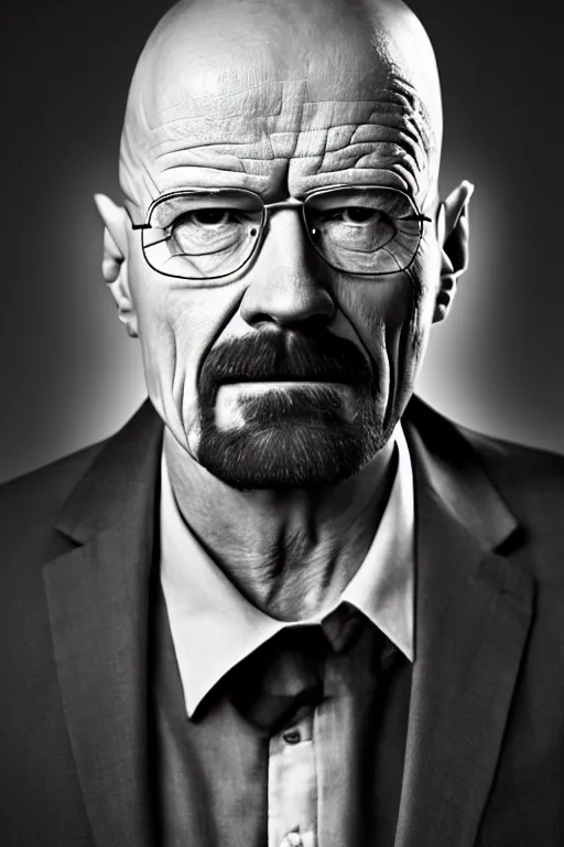 Image similar to Walter White portrait photo by Mark Mann and Lorenzo Agius , award winning, atmosphere, lighting, 1x