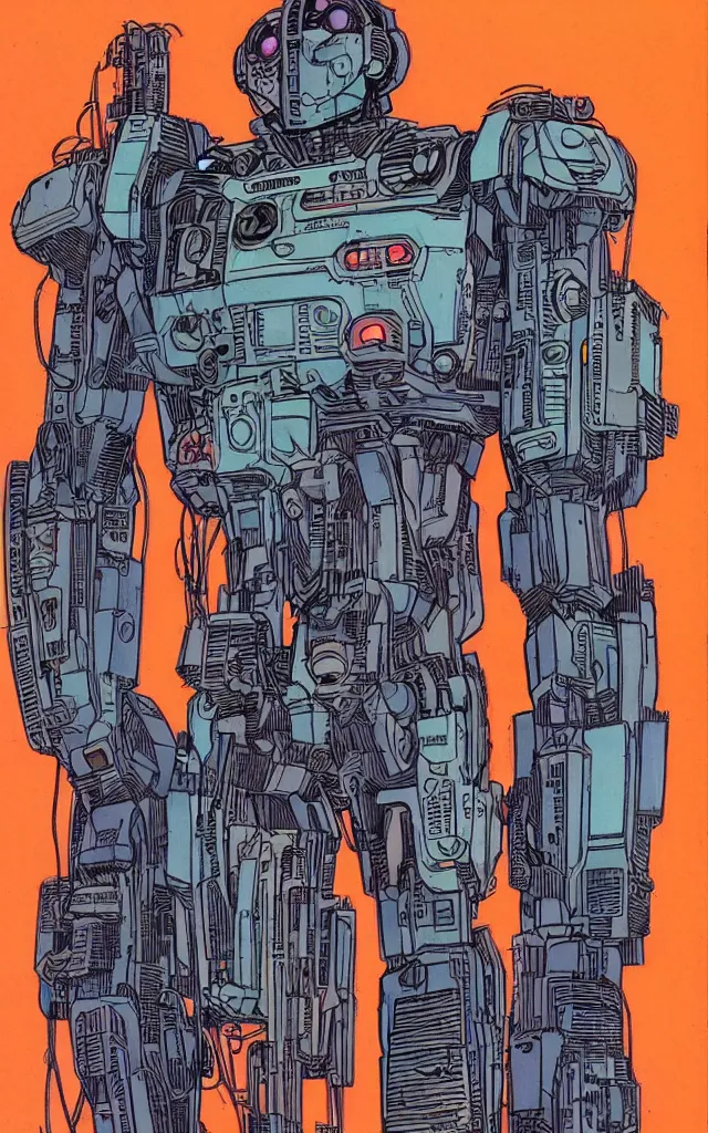 Image similar to mech suit. portrait by stonehouse and jean giraud and will eisner. realistic proportions. dystopian. cyberpunk, blade runner, concept art, cel shading