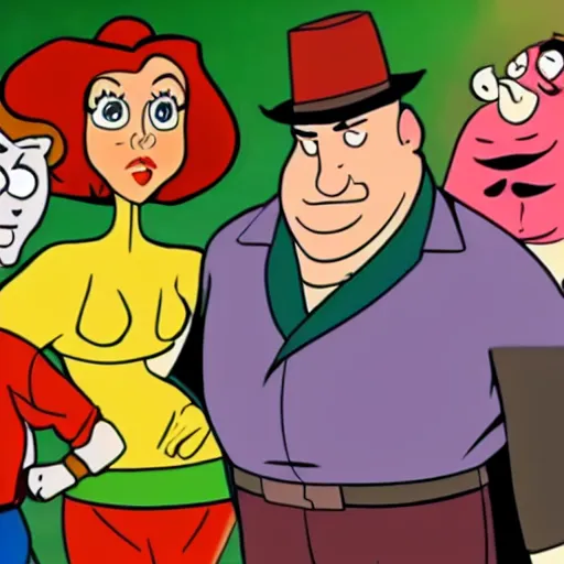 Image similar to screenshot of tony soprano in hanna barbera scooby doo mafia doo