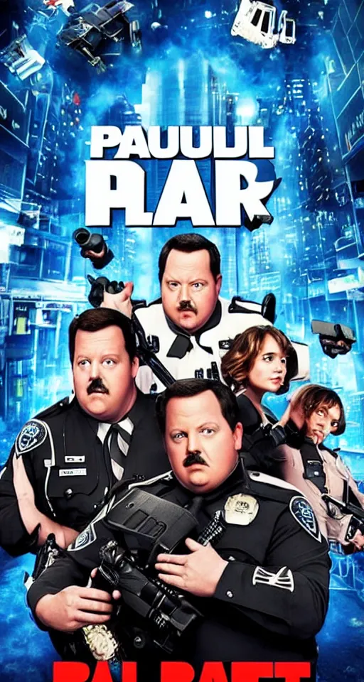 Image similar to movie poster for paul blart 3 : more mall more cop, action, thriller, directed by michael bay