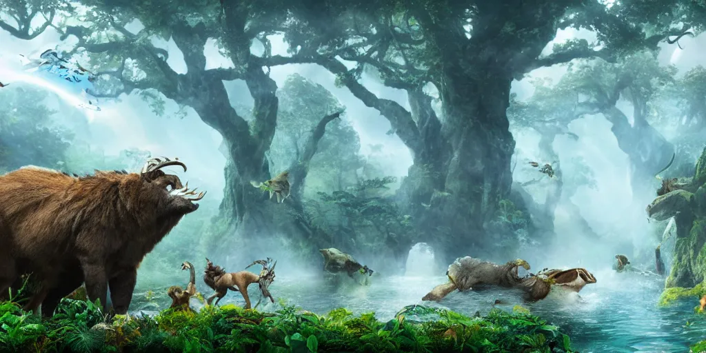 Prompt: a fauna animal design, 8 k, matte painting, fantasy, avatar movie