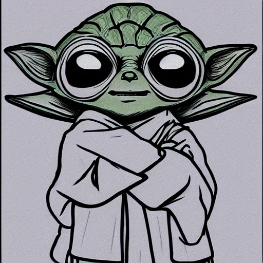 Prompt: kawaii yoda, 2d, lineart, trending on deviantart