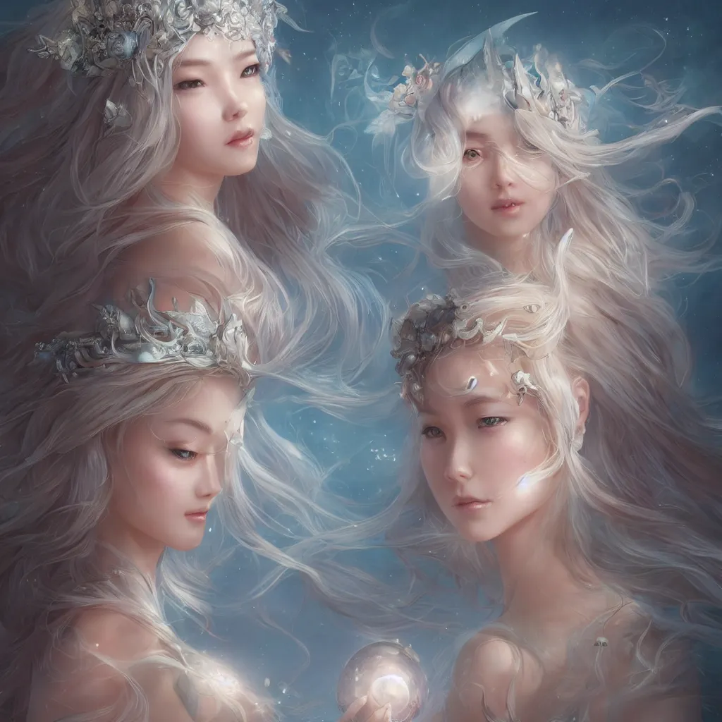 Image similar to moon goddess, lunar princess, by stanley artgerm lau, wlop, rossdraws, james jean, andrei riabovitchev, marc simonetti, and sakimichan, trending on artstation, hyperrealist, cinema 4 d, 8 k highly detailed