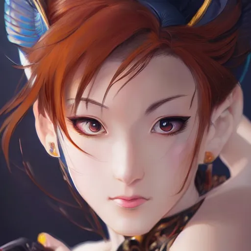 Image similar to A beautiful semi realistic anime portrait of Chun li, by Stanley Artgerm Lau, WLOP, Rossdraws, James Jean, Andrei Riabovitchev, Marc Simonetti, and Sakimichan, tranding on artstation H- 768