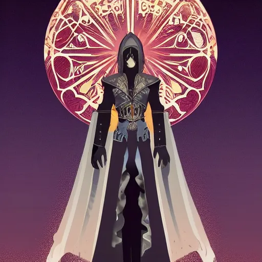 Image similar to an ultra detailed vector image of solare of astora dressed as ezio auditore, concept art by alphonse mucha and greg rutkowski, praise the blood moon, octane render, liminal space