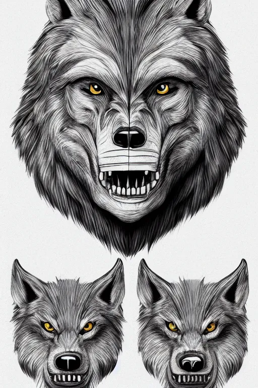 Image similar to anatomical illustration of a werewolf, photorealistic, diagram