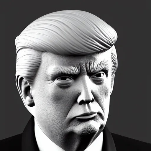 Prompt: donald trump head 3 d model, zbrush, wireframe, retopology, artstation, digital human, xgen hair maya vray arnold