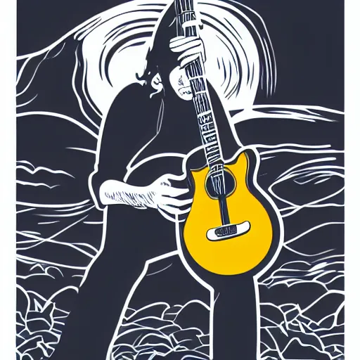 Image similar to david gilmour playing guitar, sticker - art, svg vector, adobe - illustrator