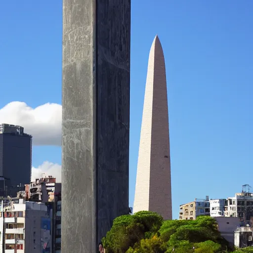 Prompt: realistic photo of buenos aires but the obelisk is a giant banana