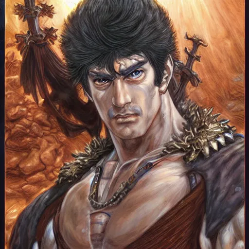 Image similar to Kenshiro as a fantasy D&D character, portrait art by Donato Giancola and James Gurney, digital art, trending on artstation