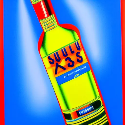 Prompt: vodka bottle by shusei nagaoka, kaws, david rudnick, airbrush on canvas, pastell colours, cell shaded, 8 k