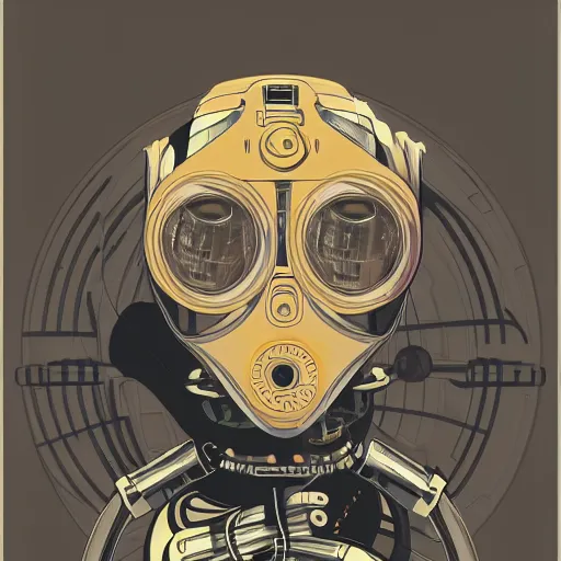 Image similar to hyperdetailed portrait of a spaced out steampunk robot head, 8 k, symetrical, halluzinogenic, meditative, vector art, black background