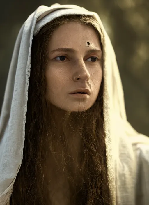 Image similar to closeup portrait of mary magdalene, depth of field, zeiss lens, detailed, symmetrical, centered, fashion photoshoot, by Annie Leibovitz and Steve McCurry, David Lazar, Jimmy Nelsson, Breathtaking, 8k resolution, extremely detailed, beautiful, establishing shot, artistic, hyperrealistic, beautiful face, octane render