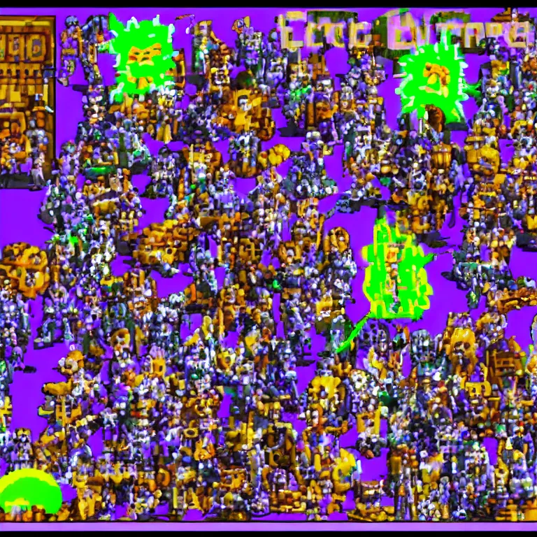 Image similar to electric void worshippers gathering in windows 9 8 game style, 1 6 bit