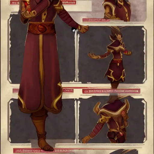 Prompt: character reference sheet of a fire mage