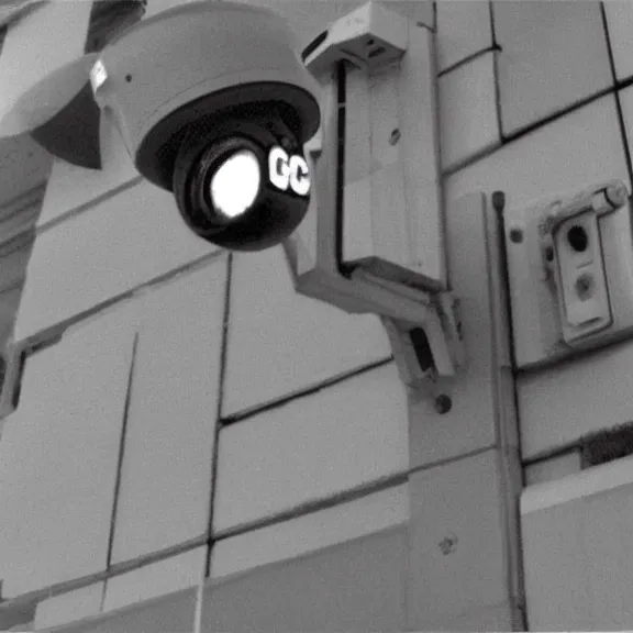 Prompt: giant snail caught sneaking around on cctv, surveillance footage, black and white, low quality