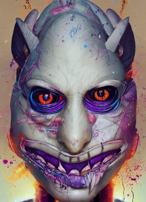 Image similar to beautiful portrait of Lofi cyberpunk Gengar, by Tristan Eaton, Stanley Artgermm, Tom Bagshaw, Greg Rutkowski, Carne Griffiths. trending on DeviantArt, face enhance, hyper detailed, trending on Artstation, 8k, masterpiece, graffiti paint, fine detail, full of color, intricate detail, golden ratio illustration