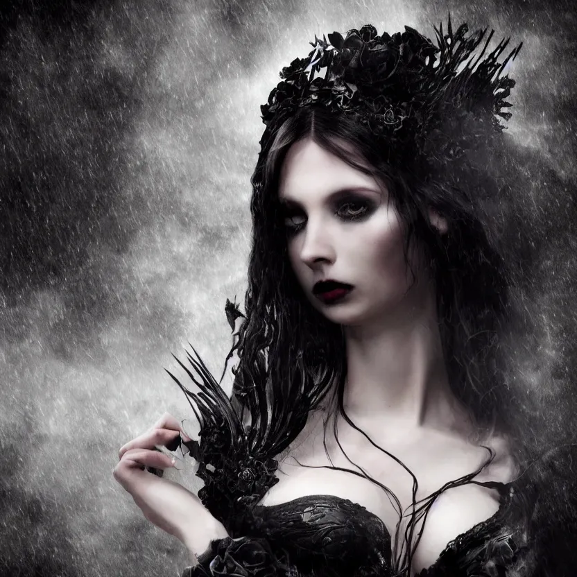 Image similar to stunning Gothic goddess of beauty, dark and mysterious, atmospheric, ominous, eerie, cinematic, Epic, 8k, 4k, ultra detail, ultra realistic, rendered by awesomeness