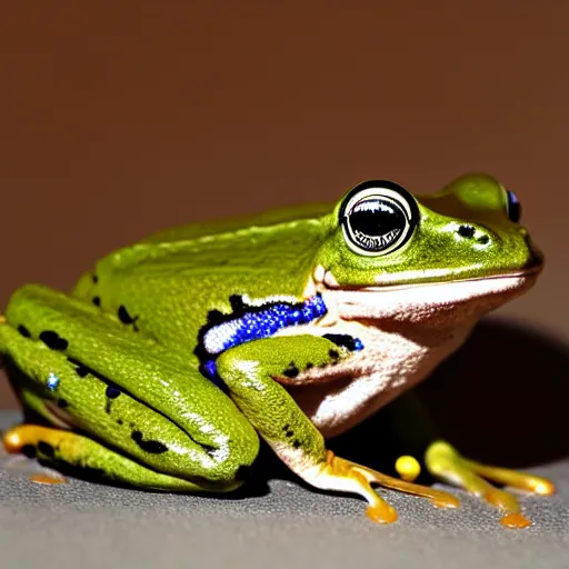 Image similar to a small frog standing on two feet at the hotel reception entry, black velvet, edgar leeteg