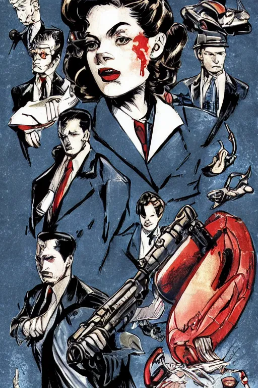 Image similar to Agent carter illustration concept art in the style of Amano, Yoshitaka