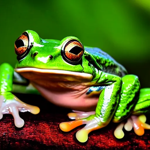 Image similar to a frog in yogurt macro photograph