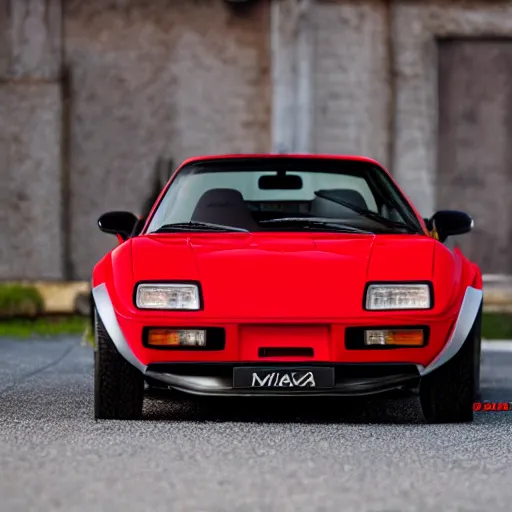 Image similar to red 2022 Miata body widebody kit (((countach))) full view 135mm camera uncropped