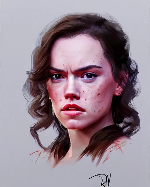 Prompt: portrait Daisy Ridley, cute-fine-face, pretty face, realistic shaded Perfect face, fine details. Anime. realistic shaded lighting by Ilya Kuvshino Giuseppe Dangelico Pino and Michael Garmash and Rob Rey, IAMAG premiere, aaaa achievement collection, elegant freckles, fabulous