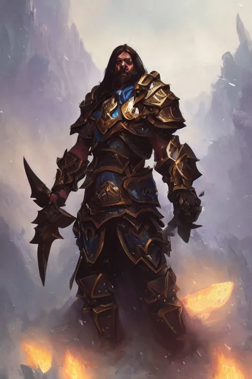 Image similar to world of warcraft paladin, by greg rutkowski, detailed