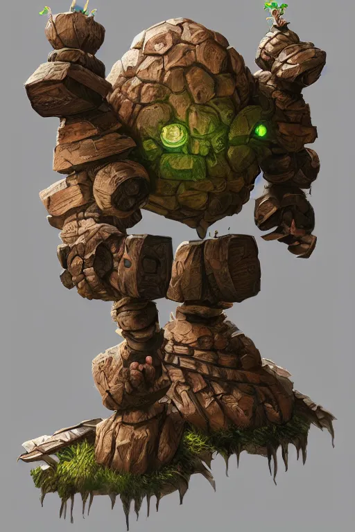 Image similar to zelda fantasy art giant golem troll wood rock greeble gemstone, global illumination ray tracing hdr fanart arstation by sung choi and eric pfeiffer and gabriel garza and casper konefal